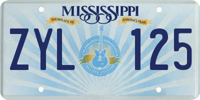 MS license plate ZYL125