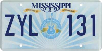 MS license plate ZYL131