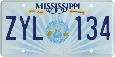 MS license plate ZYL134