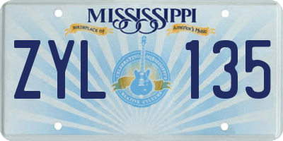 MS license plate ZYL135