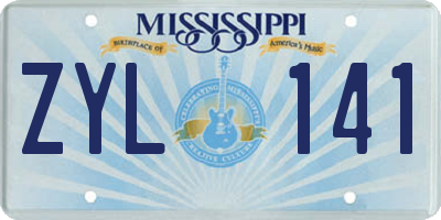 MS license plate ZYL141