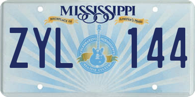 MS license plate ZYL144