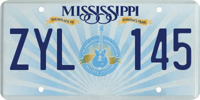 MS license plate ZYL145