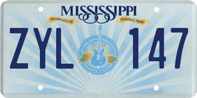 MS license plate ZYL147