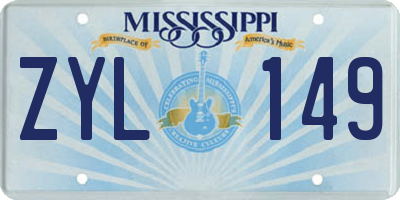 MS license plate ZYL149