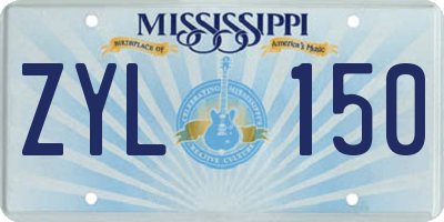 MS license plate ZYL150