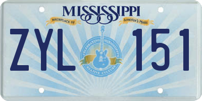 MS license plate ZYL151