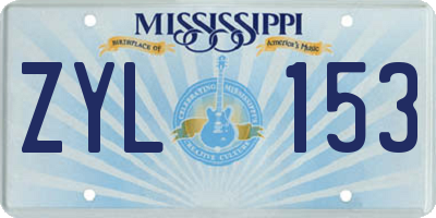 MS license plate ZYL153