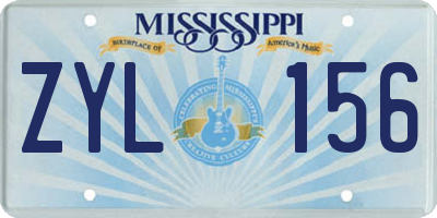 MS license plate ZYL156