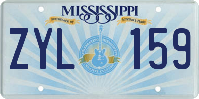 MS license plate ZYL159