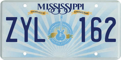 MS license plate ZYL162