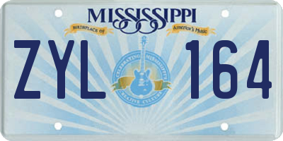 MS license plate ZYL164