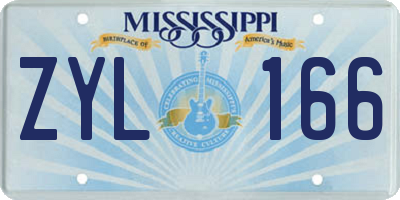 MS license plate ZYL166