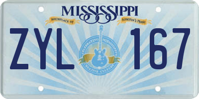 MS license plate ZYL167