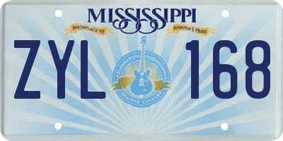 MS license plate ZYL168