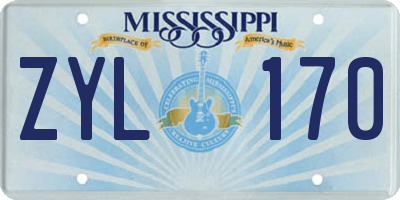 MS license plate ZYL170