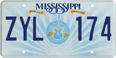 MS license plate ZYL174