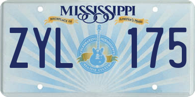 MS license plate ZYL175
