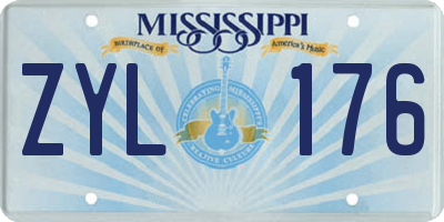 MS license plate ZYL176