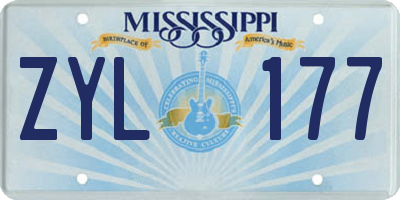 MS license plate ZYL177