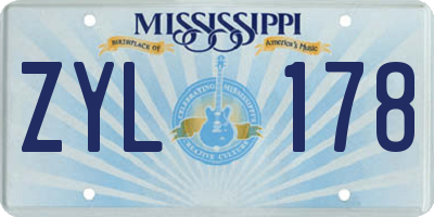 MS license plate ZYL178