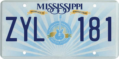 MS license plate ZYL181