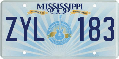 MS license plate ZYL183