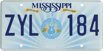 MS license plate ZYL184