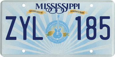 MS license plate ZYL185