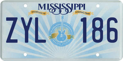 MS license plate ZYL186