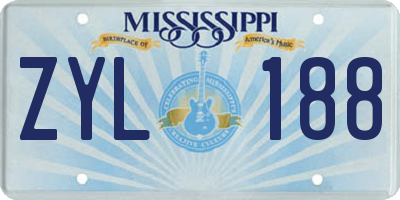MS license plate ZYL188