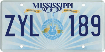 MS license plate ZYL189
