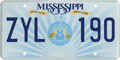 MS license plate ZYL190