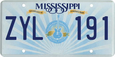 MS license plate ZYL191