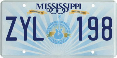 MS license plate ZYL198