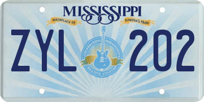 MS license plate ZYL202