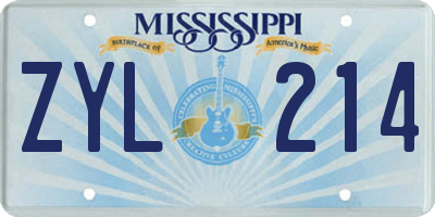 MS license plate ZYL214