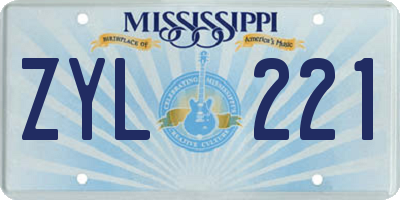 MS license plate ZYL221