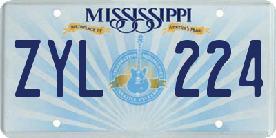 MS license plate ZYL224