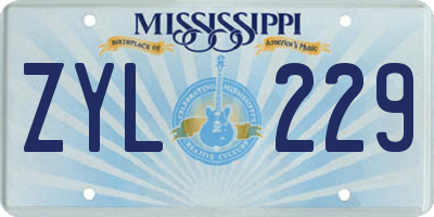 MS license plate ZYL229