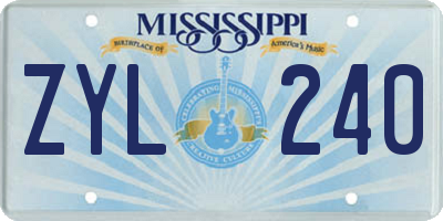 MS license plate ZYL240