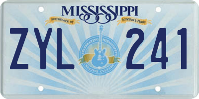MS license plate ZYL241