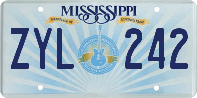 MS license plate ZYL242
