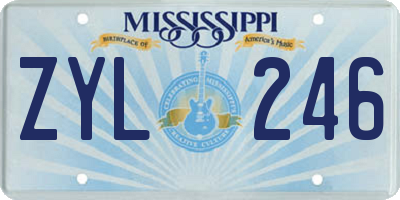 MS license plate ZYL246