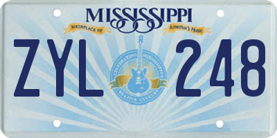 MS license plate ZYL248