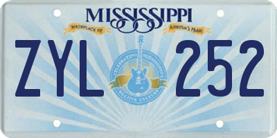 MS license plate ZYL252