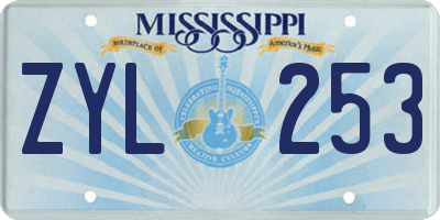 MS license plate ZYL253