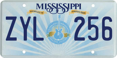 MS license plate ZYL256