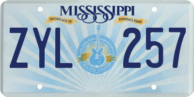MS license plate ZYL257