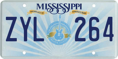 MS license plate ZYL264